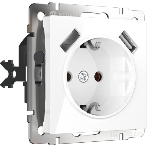 Розетка Werkel с заземлением, USBx2 белая WL01-SKGS-USBx2-IP20 4690389073199 Розетка Werkel с заземлением, USBx2 белая WL01-SKGS-USBx2-IP20 4690389073199