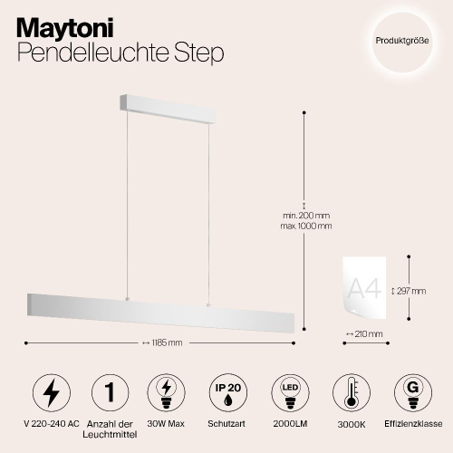 Подвесной светодиодный светильник Maytoni Step P010PL-L30W Подвесной светодиодный светильник Maytoni Step P010PL-L30W