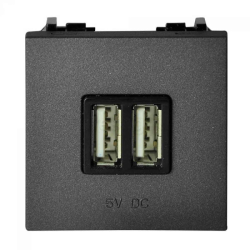 Розетка 2хUSB ABB Zenit антрацит 2CLA228500N1801 Розетка 2хUSB ABB Zenit антрацит 2CLA228500N1801