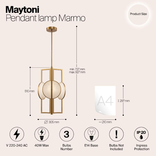 Подвесная люстра Maytoni Marmo MOD099PL-03G Подвесная люстра Maytoni Marmo MOD099PL-03G