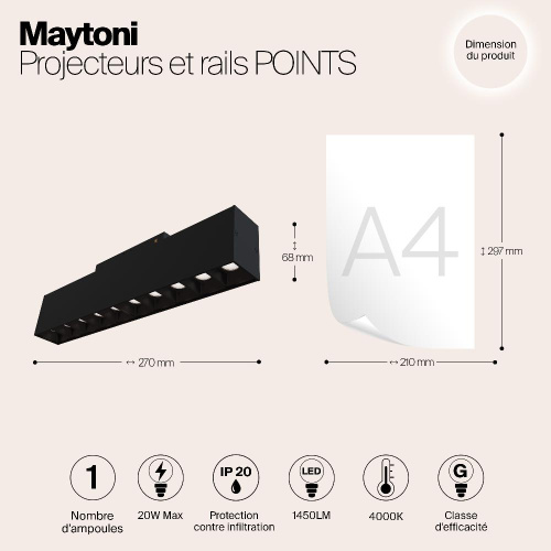 Трековый светодиодный светильник для магнитного шинопровода Maytoni Track Lamps TR014-2-20W4K-B Трековый светодиодный светильник для магнитного шинопровода Maytoni Track Lamps TR014-2-20W4K-B
