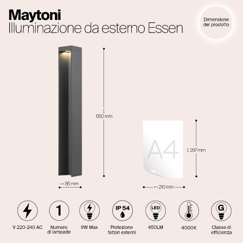 Уличный светодиодный светильник Maytoni Essen O596FL-L9GR4K1 Уличный светодиодный светильник Maytoni Essen O596FL-L9GR4K1