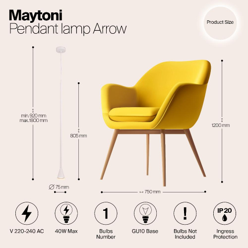 Подвесной светильник Maytoni Arrow P064PL-01W Подвесной светильник Maytoni Arrow P064PL-01W