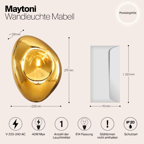 Настенный светильник Maytoni Mabell MOD306WL-01G Настенный светильник Maytoni Mabell MOD306WL-01G