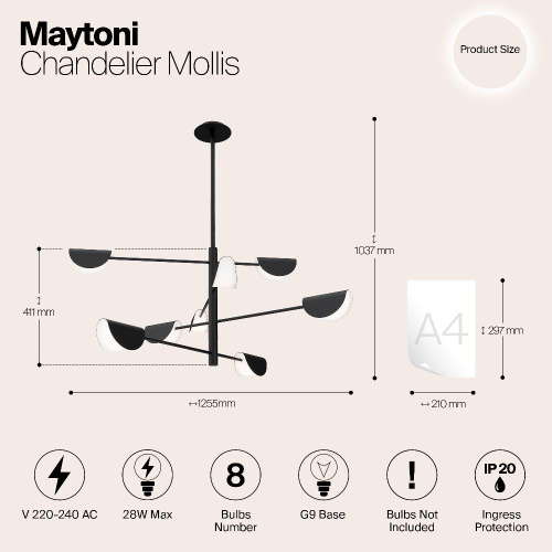 Подвесная люстра Maytoni Technical Mollis MOD126PL-08B Подвесная люстра Maytoni Technical Mollis MOD126PL-08B