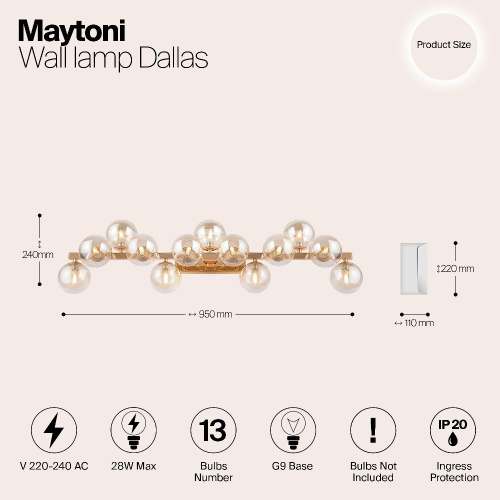 Бра Maytoni Dallas MOD547WL-13G Бра Maytoni Dallas MOD547WL-13G