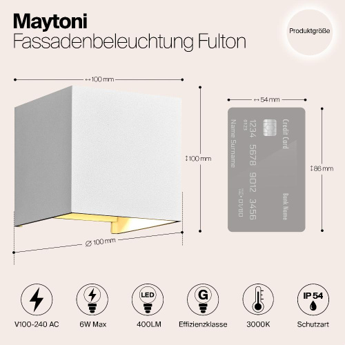 Уличный настенный светодиодный светильник Maytoni Fulton O572WL-L6W Уличный настенный светодиодный светильник Maytoni Fulton O572WL-L6W