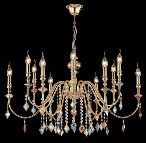 Подвесная люстра Crystal Lux MERCEDES SP6+6 GOLD/COLOR Подвесная люстра Crystal Lux MERCEDES SP6+6 GOLD/COLOR