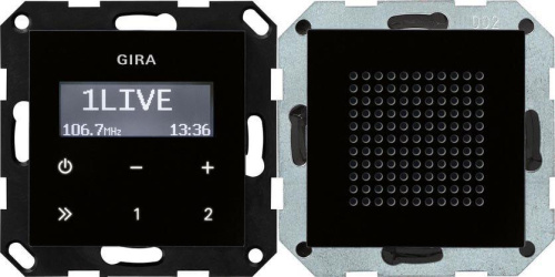 Радиоприемник RDS Gira System 55 с громкоговорителем черное стекло 228005 Радиоприемник RDS Gira System 55 с громкоговорителем черное стекло 228005