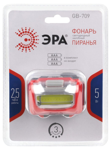 Налобный светодиодный фонарь ЭРА Пиранья от батареек 32х45х60 310 лм GB-709 Б0052751 Налобный светодиодный фонарь ЭРА Пиранья от батареек 32х45х60 310 лм GB-709 Б0052751