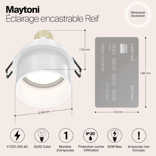 Встраиваемый светильник Maytoni Reif DL050-01W Встраиваемый светильник Maytoni Reif DL050-01W