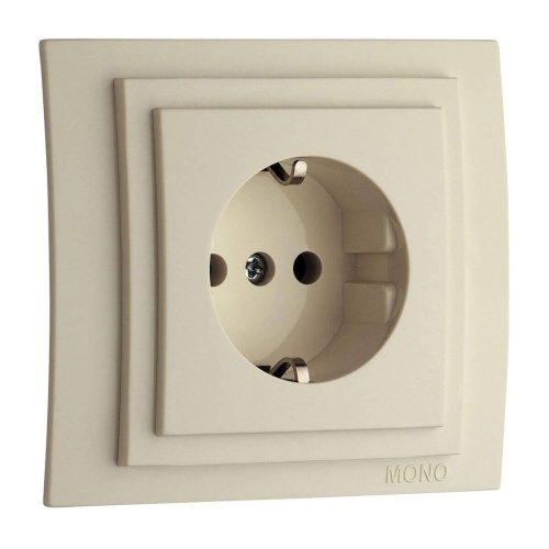 Розетка 2К+З Mono Electric Larissa 16A 250V винтовое подключение крем 103-171721-117 Розетка 2К+З Mono Electric Larissa 16A 250V винтовое подключение крем 103-171721-117