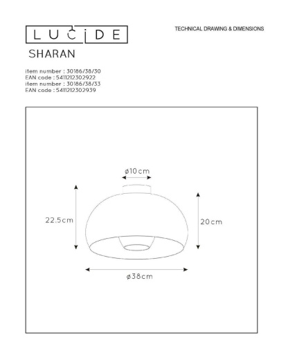 Потолочный светильник Lucide Sharan 30186/38/33 Потолочный светильник Lucide Sharan 30186/38/33