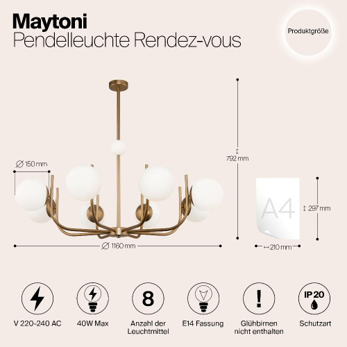 Подвесная люстра Maytoni Rendez-Vous MOD109PL-08BS Подвесная люстра Maytoni Rendez-Vous MOD109PL-08BS