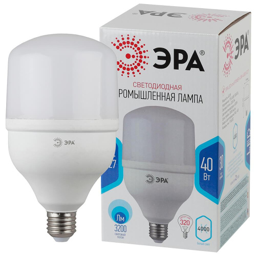 Лампа светодиодная ЭРА E27 40W 4000K матовая T120-40W-4000-E27 Б0047732 Лампа светодиодная ЭРА E27 40W 4000K матовая T120-40W-4000-E27 Б0047732