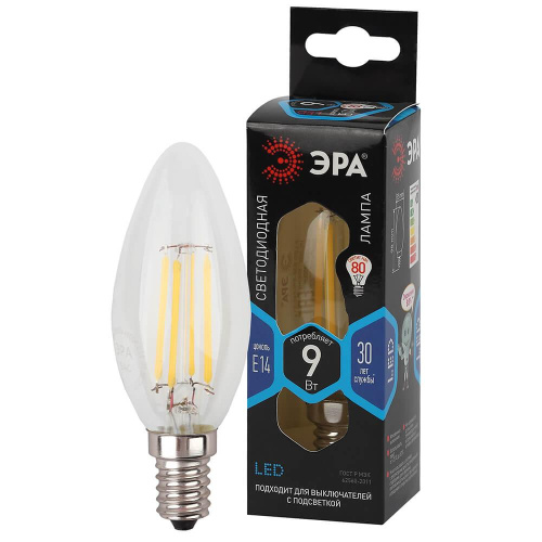 Лампа светодиодная ЭРА E14 9W 4000K прозрачная F-LED B35-9w-840-E14 Б0046995 Лампа светодиодная ЭРА E14 9W 4000K прозрачная F-LED B35-9w-840-E14 Б0046995