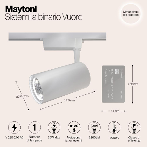Трековый светодиодный светильник Maytoni TR003-1-40W3K-W Трековый светодиодный светильник Maytoni TR003-1-40W3K-W