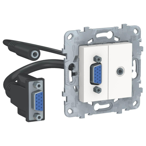 Розетка компьютерная VGA+Minijack Schneider Electric Unica New NU593218 Розетка компьютерная VGA+Minijack Schneider Electric Unica New NU593218