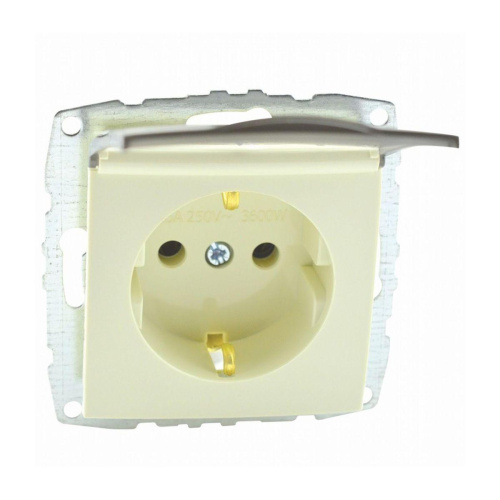 Розетка 2К+З Mono Electric Despina/ Larissa 16A 250V с крышкой винтовое подключение крем 500-001721-118 Розетка 2К+З Mono Electric Despina/ Larissa 16A 250V с крышкой винтовое подключение крем 500-001721-118
