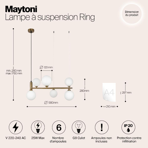 Подвесной светильник Maytoni MOD013PL-06BS1 Подвесной светильник Maytoni MOD013PL-06BS1