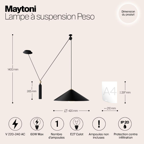 Подвесной светильник Maytoni Technical Peso P080PL-01B Подвесной светильник Maytoni Technical Peso P080PL-01B