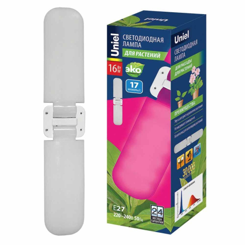 Лампа светодиодная для растений Uniel E27 16W матовая LED-P65-16W/SPSB/E27/FR/P2 PLP32WH UL-00007406 Лампа светодиодная для растений Uniel E27 16W матовая LED-P65-16W/SPSB/E27/FR/P2 PLP32WH UL-00007406