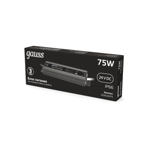 Блок питания Gauss 75W 24V IP66 202022075 Блок питания Gauss 75W 24V IP66 202022075