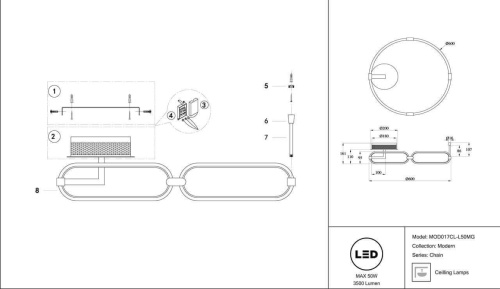 Потолочный светодиодный светильник Maytoni Chain MOD017CL-L50MG Потолочный светодиодный светильник Maytoni Chain MOD017CL-L50MG