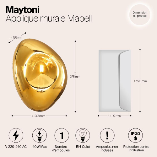 Настенный светильник Maytoni Mabell MOD306WL-01G Настенный светильник Maytoni Mabell MOD306WL-01G