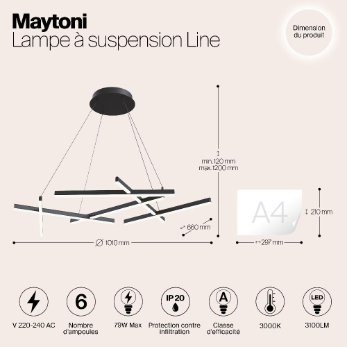 Подвесной светодиодный светильник Maytoni Line MOD016PL-L75B Подвесной светодиодный светильник Maytoni Line MOD016PL-L75B