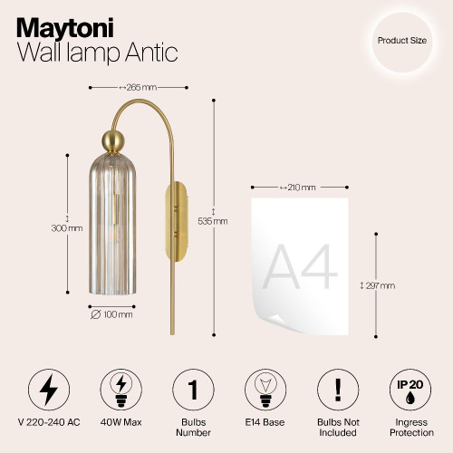 Бра Maytoni Antic MOD302WL-01CG Бра Maytoni Antic MOD302WL-01CG