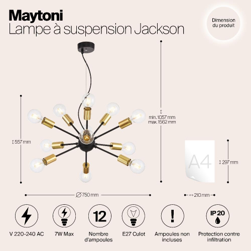 Подвесная люстра Maytoni Jackson T546PL-12B Подвесная люстра Maytoni Jackson T546PL-12B