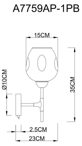 Бра Arte Lamp Yuka Smoky A7759AP-1PB Бра Arte Lamp Yuka Smoky A7759AP-1PB