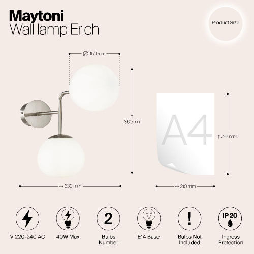 Бра Maytoni Erich MOD221-WL-02-N Бра Maytoni Erich MOD221-WL-02-N
