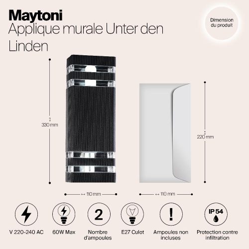 Уличный настенный светильник Maytoni Unter den Linden O578WL-02B Уличный настенный светильник Maytoni Unter den Linden O578WL-02B