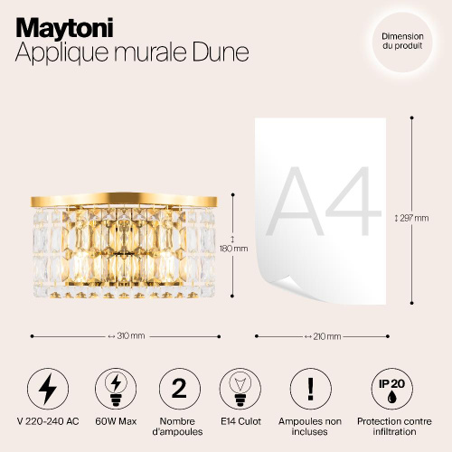 Настенный светильник Maytoni Dune DIA005WL-02G Настенный светильник Maytoni Dune DIA005WL-02G