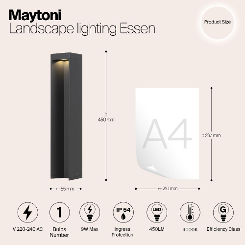 Уличный светодиодный светильник Maytoni Essen O596FL-L9GR4K Уличный светодиодный светильник Maytoni Essen O596FL-L9GR4K