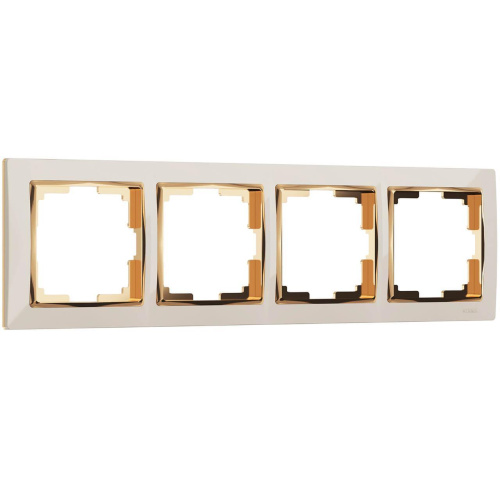 Рамка на 4 поста Werkel Snabb слоновая кость/золото W0041932 4690389160929 Рамка на 4 поста Werkel Snabb слоновая кость/золото W0041932 4690389160929