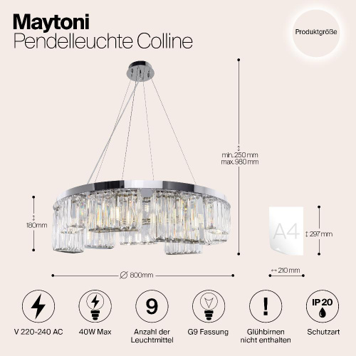 Подвесная люстра Maytoni Colline MOD083PL-09CH Подвесная люстра Maytoni Colline MOD083PL-09CH