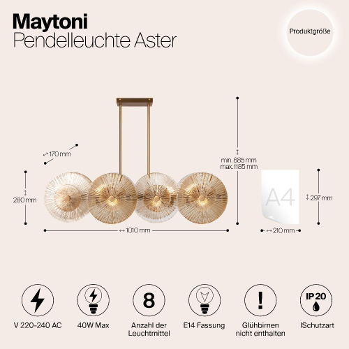 Подвесной светильник Maytoni Aster MOD007PL-08G1 Подвесной светильник Maytoni Aster MOD007PL-08G1