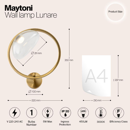 Бра Maytoni Moon MOD327WL-L5BS3K Бра Maytoni Moon MOD327WL-L5BS3K