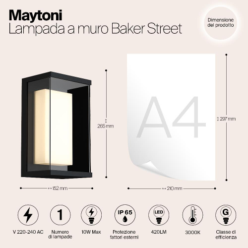 Уличный настенный светодиодный светильник Maytoni Baker Street O021WL-L10B4K Уличный настенный светодиодный светильник Maytoni Baker Street O021WL-L10B4K
