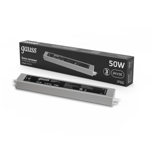 Блок питания Gauss 50W 24V IP66 202022050 Блок питания Gauss 50W 24V IP66 202022050