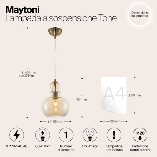 Подвесной светильник Maytoni Tone P003PL-01BZ Подвесной светильник Maytoni Tone P003PL-01BZ