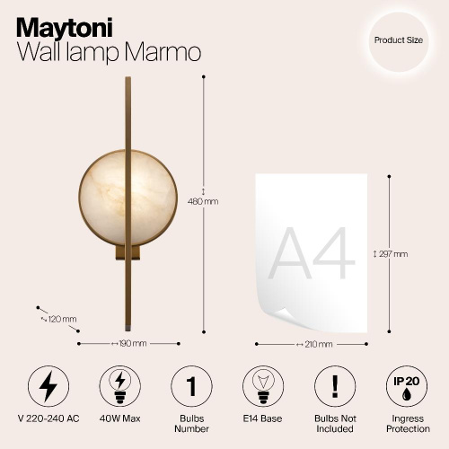 Бра Maytoni Marmo MOD099WL-01G Бра Maytoni Marmo MOD099WL-01G