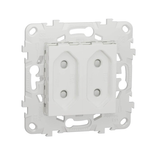 Розетка двойная Schneider Electric Unica New б/з со шторками NU503118 Розетка двойная Schneider Electric Unica New б/з со шторками NU503118