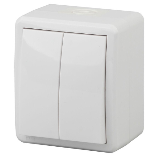 Выключатель двухклавишный ЭРА Эксперт 10AX 250V IP54 Al Cu 11А-1404-01 Б0038817 Выключатель двухклавишный ЭРА Эксперт 10AX 250V IP54 Al Cu 11А-1404-01 Б0038817
