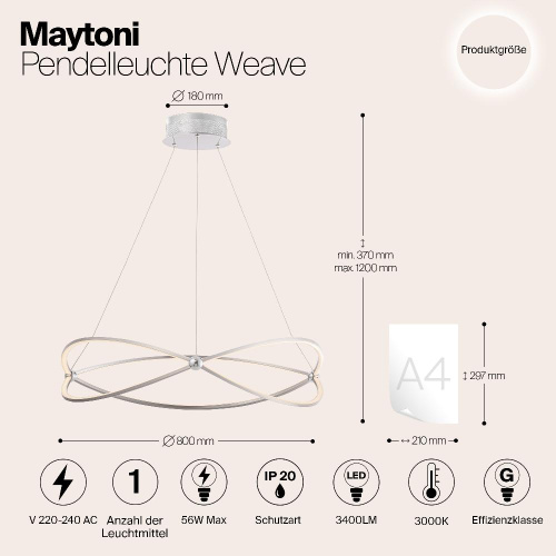 Подвесной светодиодный светильник Maytoni Weave MOD062PL-L56CH3K Подвесной светодиодный светильник Maytoni Weave MOD062PL-L56CH3K