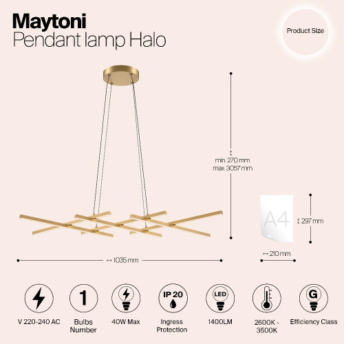 Подвесной светильник Maytoni MOD244PL-L50BSK Подвесной светильник Maytoni MOD244PL-L50BSK