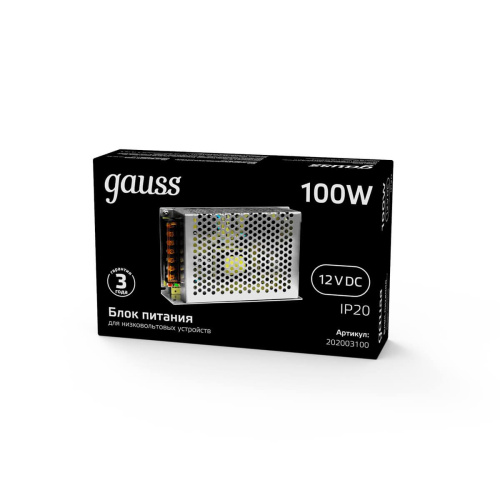 Блок питания Gauss Led Strip PS 12V 100W IP20 10A 202003100 Блок питания Gauss Led Strip PS 12V 100W IP20 10A 202003100